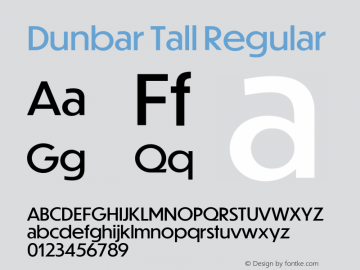 Пример шрифта Dunbar Tall Regular
